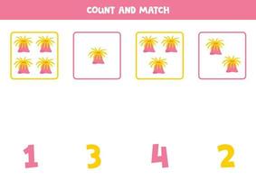 Counting game for kids. Count all sea anemone and match with numbers. Worksheet for children. vector