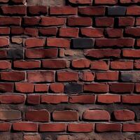 Red old ruined brick wall - image photo