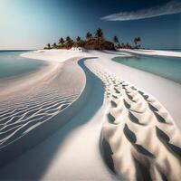 Maldivas blanco arena playa y azul transparente Oceano - ai generado imagen foto