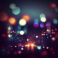 City night landscape bokeh, blurred illustration, urban landscape at dusk time - image photo