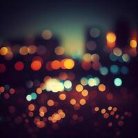 City night landscape bokeh, blurred illustration, urban landscape at dusk time - image photo