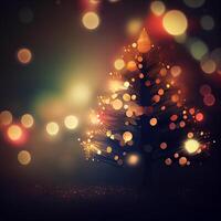 Christmas tree with blurred bokeh background - image photo