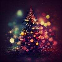 Christmas tree with blurred bokeh background - image photo