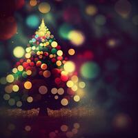 Christmas tree with blurred bokeh background - image photo