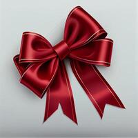 Red festive bow on a light background - AI generated image photo