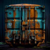 Large port rusty container - AI generated image photo