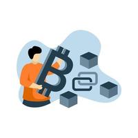 blockchain social network Flat illustration. suitable for social media promotional materials, social network landing pages with people characters, chat mobile apps and online ordering service web vector