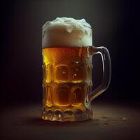 Mug of fresh foamy beer - AI generated image photo