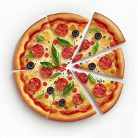 Freshly baked hot vegetarian vegan pizza - image photo