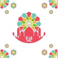 ramadan and eid al fitr template design with mosque and Islamic pattern design vector