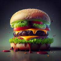 Big juicy neo hamburger - image photo