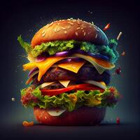 Big juicy neo hamburger - image photo