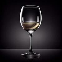 Glass of white wine on dark background - image photo