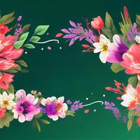 Drawn banner, postcard, floral template with space for advertising text - image photo