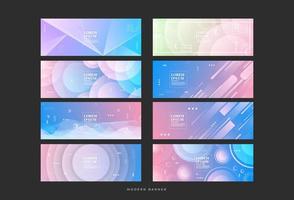 full color and soft banner set, blue and pink gradations, modern design eps 10 vector