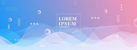 banner background. colorful, pink and blue geometric wave pattern effect gradation vector