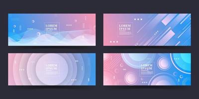 full color and soft banner set, blue and pink gradations, modern design eps 10 vector