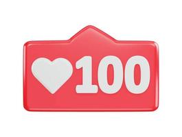 100 social medios de comunicación amor reaccionar icono 3d representación vector ilustración