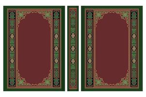 Islamic book cover border design and holy al quran vector