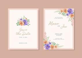 hermosa Boda tarjeta con floral marco vector