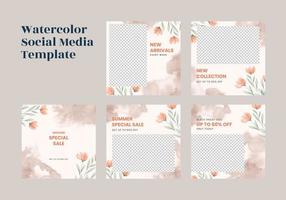 Beautiful watercolor social media post template vector