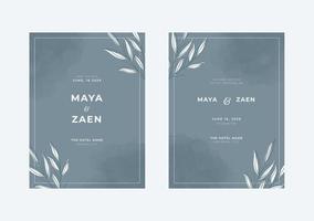 Elegant wedding invitation with grey watercolor background vector