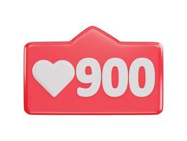 900 social media love react icon 3d rendering vector illustration