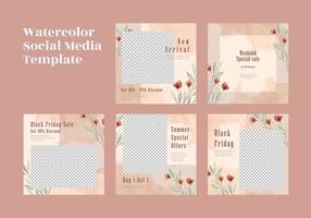 Beautiful watercolor social media post template vector