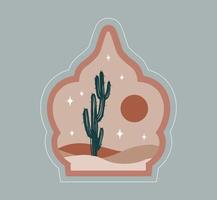 Collection of oriental style Islamic windows, palm trees, cactus and desert vector