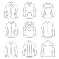 hand drawn jacket and sweater line illustration vector