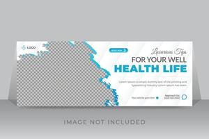 Medical healthcare timeline cover photo template design with gradient color vector