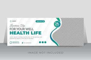 Medical healthcare timeline cover photo template design with gradient color vector