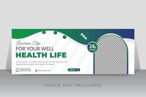 Medical healthcare timeline cover photo template design with gradient color vector