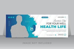 Medical healthcare timeline cover photo template design with gradient color vector