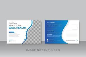 Professional medical healthcare postcard design template vector