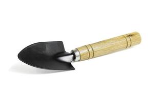 Steel shovel with a wooden handle photo