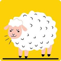 Cartoon happy lamb isolated on yellow background vector