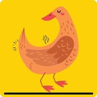 illustration of a duck Cartoon funny duck waving hand isolated on yellow background vector