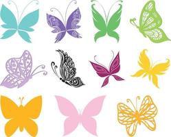 Set of butterfly silhouettes collection, vector illustration isolated