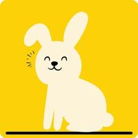 Easter bunny Vector cartoon happy rabbit isolated on yellow background