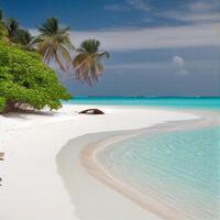 Maldives white sand beach and blue transparent ocean - image photo