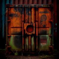 Large port rusty container - AI generated image photo