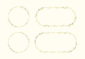 Gold vine frame wedding elegant wreath set. Golden frame with botanical design. Vector isolated illustration.