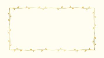 Rectangle golden frame with botanical design. Round vine frame wedding elegant wreath. Vector isolated illustration.