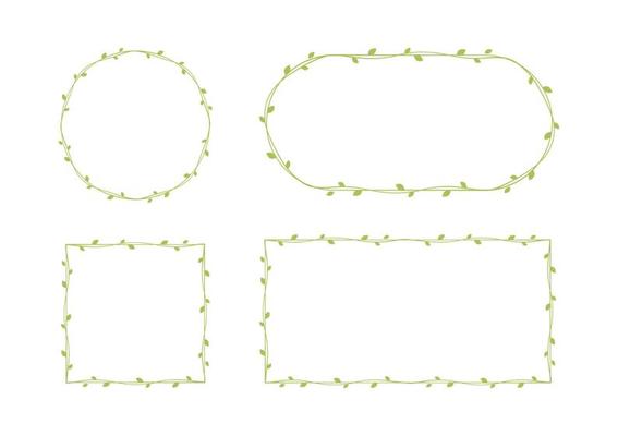 Green vine frames and borders set, floral botanical design element vector illustration