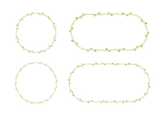 Green vine frames and borders set, floral botanical design element vector illustration