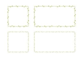 Square and rectangle green vine frames and borders set, floral botanical design element vector illustration