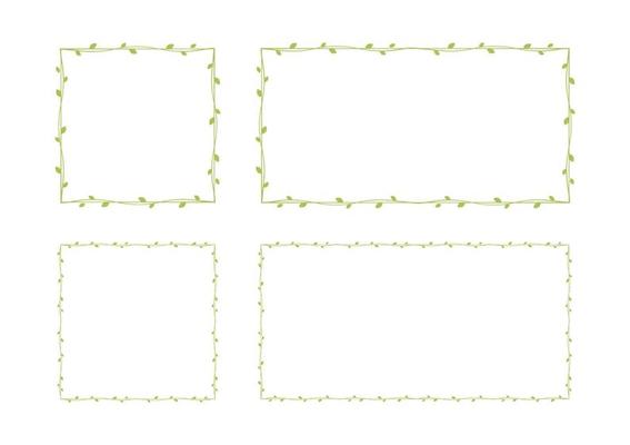 Square and rectangle green vine frames and borders set, floral botanical design element vector illustration