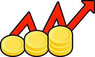 Illustration of inflation. Graph arrow with stacked coins for inflation illustration. International issues of economic and finance. Graphic resource for social issue about economy. Economy problem vector