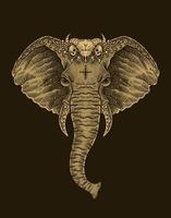 ilustración elefante cabeza Clásico tribal estilo vector